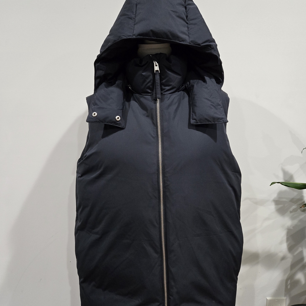 COS Women's Dark Blue Hooded Puffer Vest Size XS
